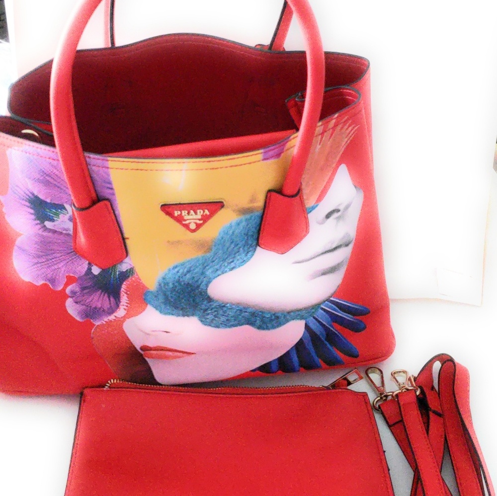 Tote large handbag red
